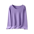 thumbnail image 1 of Women's Fashion Solid Color Long Sleeve Round-Neck Blouses Button Leisure, 1 of 7