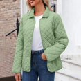 thumbnail image 1 of Women's Fashion Solid Color Long-sleeved Cotton Jacket with Buttons and Pockets, Casual Lightweight Cotton Coat Light Green L, 1 of 8