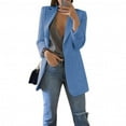 thumbnail image 1 of Women's Fashion Solid Color Open Front Pockets Jacket Coat Long Office Slim Coat, 1 of 1
