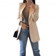 thumbnail image 1 of Women's Fashion Solid Color Open Front Pockets Jacket Coat Long Office Slim Coat, 1 of 1
