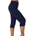 thumbnail image 1 of ZQUUVOU Women's Fashion Solid Color Pocket Casual Elastic Mid Waist Tie Feet Capris Blue, 1 of 7
