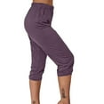 thumbnail image 1 of ZQUUVOU Women's Fashion Solid Color Pocket Casual Elastic Mid Waist Tie Feet Capris Purple, 1 of 7