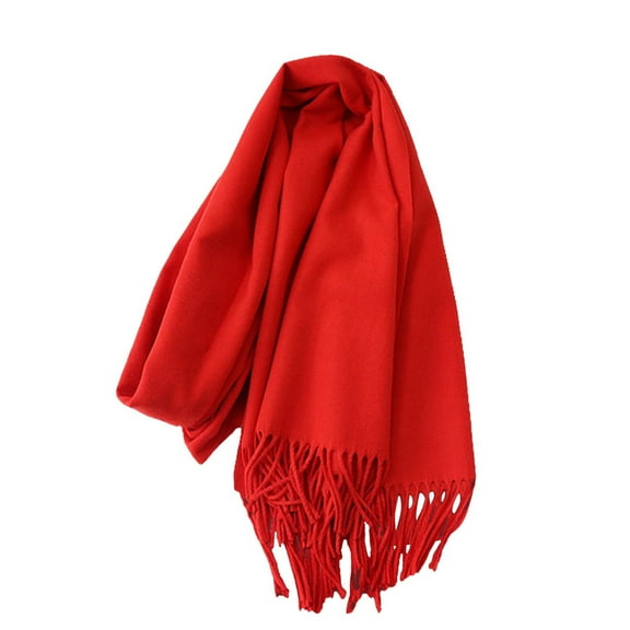 Women's Fashion Solid Color Scarves Long Shawl Winter Thick Warm Knit Large Scarf with Fringed Edges Winter Scarves for Women Lightweight Soft Versatile Travel Scarf Women Pashmina Shawl