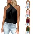 thumbnail image 1 of Women's Fashion Solid Color Sleeveless Neck Tops Casual Basic Staple Tee for All Seasons Pair With Jeans Shirts for Summer Women Athletic Top Women Womens Long Sleeve Cold Gear, 1 of 7
