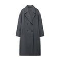 thumbnail image 1 of Women's Fashion Solid Color Soft Loose Wool Coat Jacket Womens Trench Wool Coat Extended Size Womens Winter Jackets Thin Wool Jacket Women Woman Petite Wool Coats Elegant Wool Camellia over Coat, 1 of 3