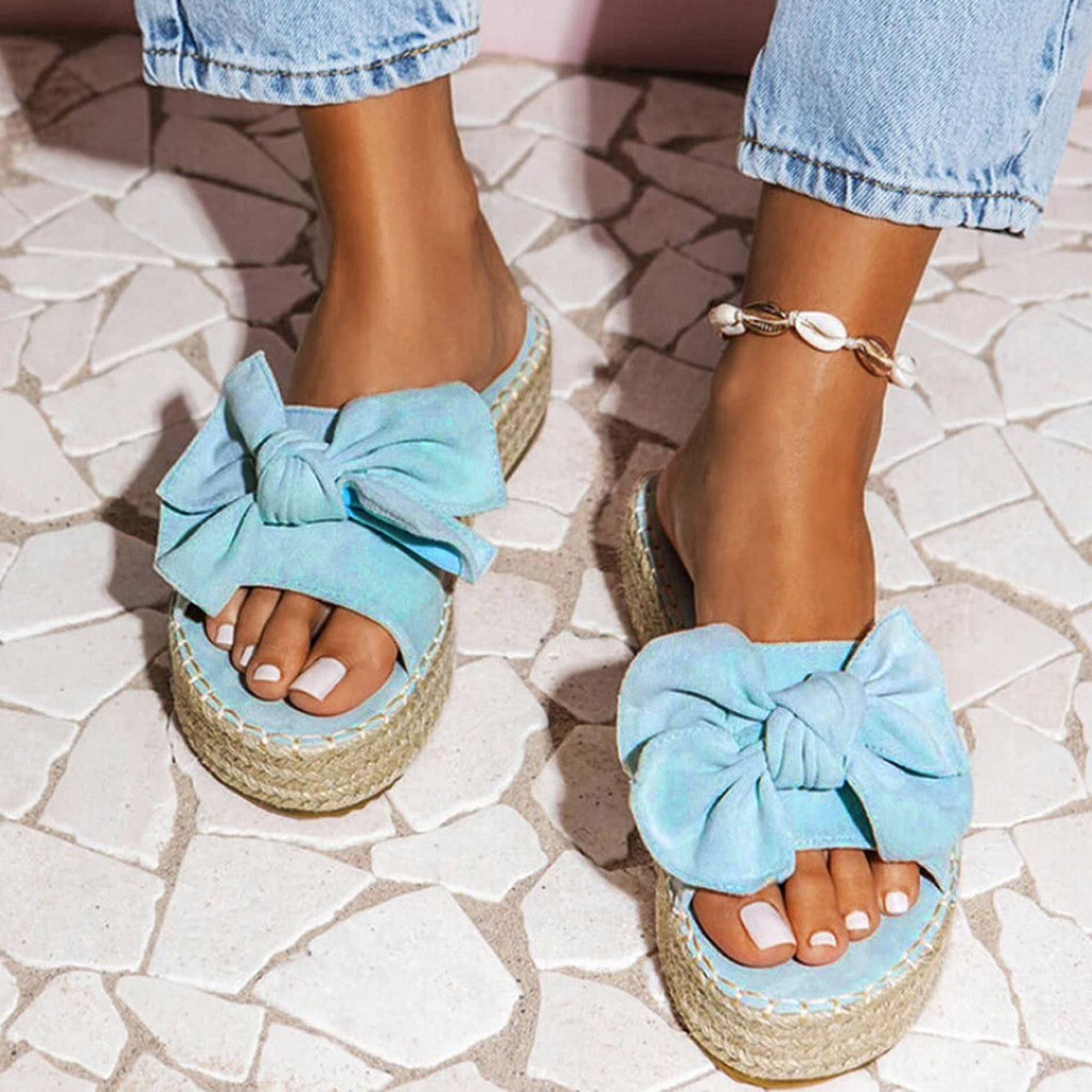 Women's Fashion Solid Color Suede Bow Large Size Platform Sandals And  Slippers Sandals for Women Wedge Heels Women's Wedge Sandals Platform  Sandals Cork Strap Sandals Leather Sandals Women Wedge Straw - Walmart.com