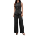 thumbnail image 1 of Women's Fashion Solid Color Thin Loose And Casual Sleeveless Pleated Wide Leg Cropped Pants, 1 of 4