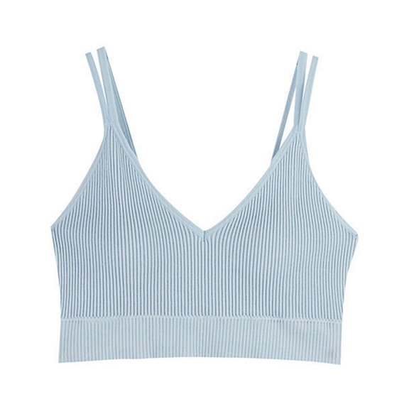 Women's Fashion Solid Color V Neck Sports Bra Thin Comfortable Breathable Strap Support Activewear Casual Wear