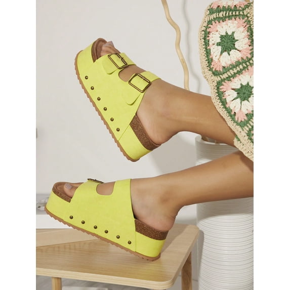 Women‘s Fashion Solid Color Wedge Heel Platform Sandals