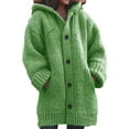 thumbnail image 1 of Women's Fashion Solid Color Winter Warm Sweater Coats Long Sleeve Button Knitted Hooded Hoodie Coats Outwear Plus Size, 1 of 2