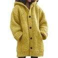 thumbnail image 1 of Women's Fashion Solid Color Winter Warm Sweater Coats Long Sleeve Button Knitted Hooded Hoodie Coats Outwear Plus Size, 1 of 2
