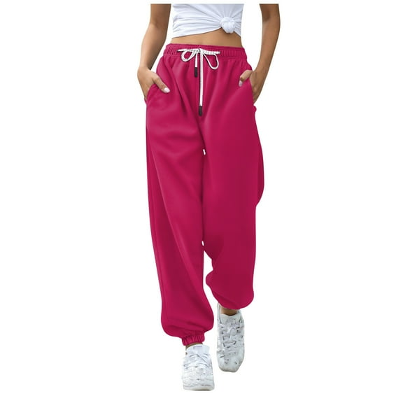 Women's Fashion Solid Colour Casual Drawstring Elastic Waist Drawstring Trousers