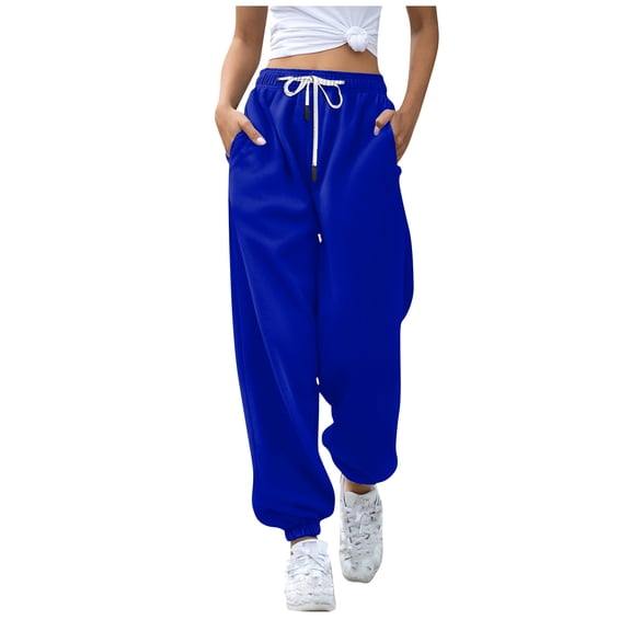 Women's Fashion Solid Colour Casual Drawstring Elastic Waist Drawstring Trousers