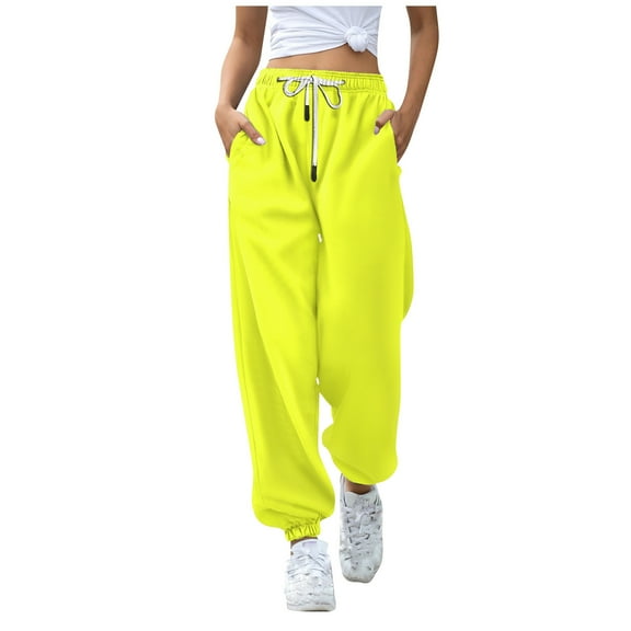 Women's Fashion Solid Colour Casual Drawstring Elastic Waist Drawstring Trousers