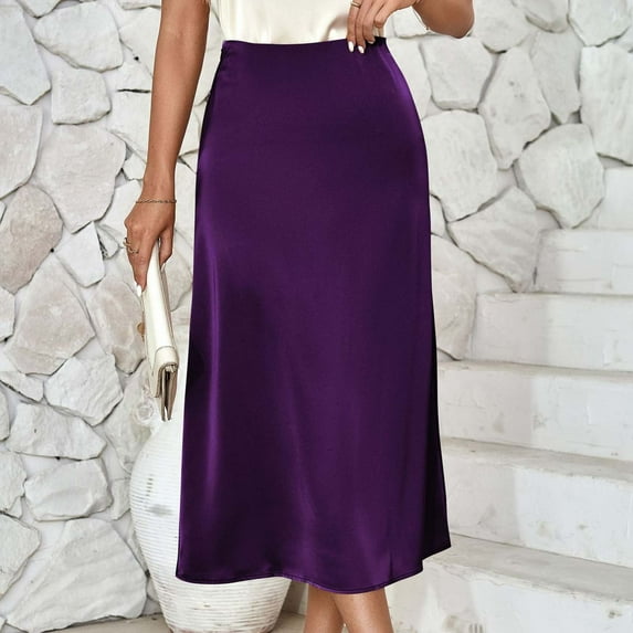 Women's Fashion Solid High Waist Zipper Casual Skirt A Line Skirt Casual Comfort Colors Business Casual Outfits Going Out Senior Front Women's Gifts
