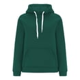 thumbnail image 1 of Women's Fashion Solid Long Sleeve Drawstring Round Neck Hooded Sweatshirt Top, 1 of 4