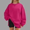 thumbnail image 1 of Women's Fashion Solid Long Sleeve Round Neck Casual Pullover Sweatshirt With Slit, 1 of 6