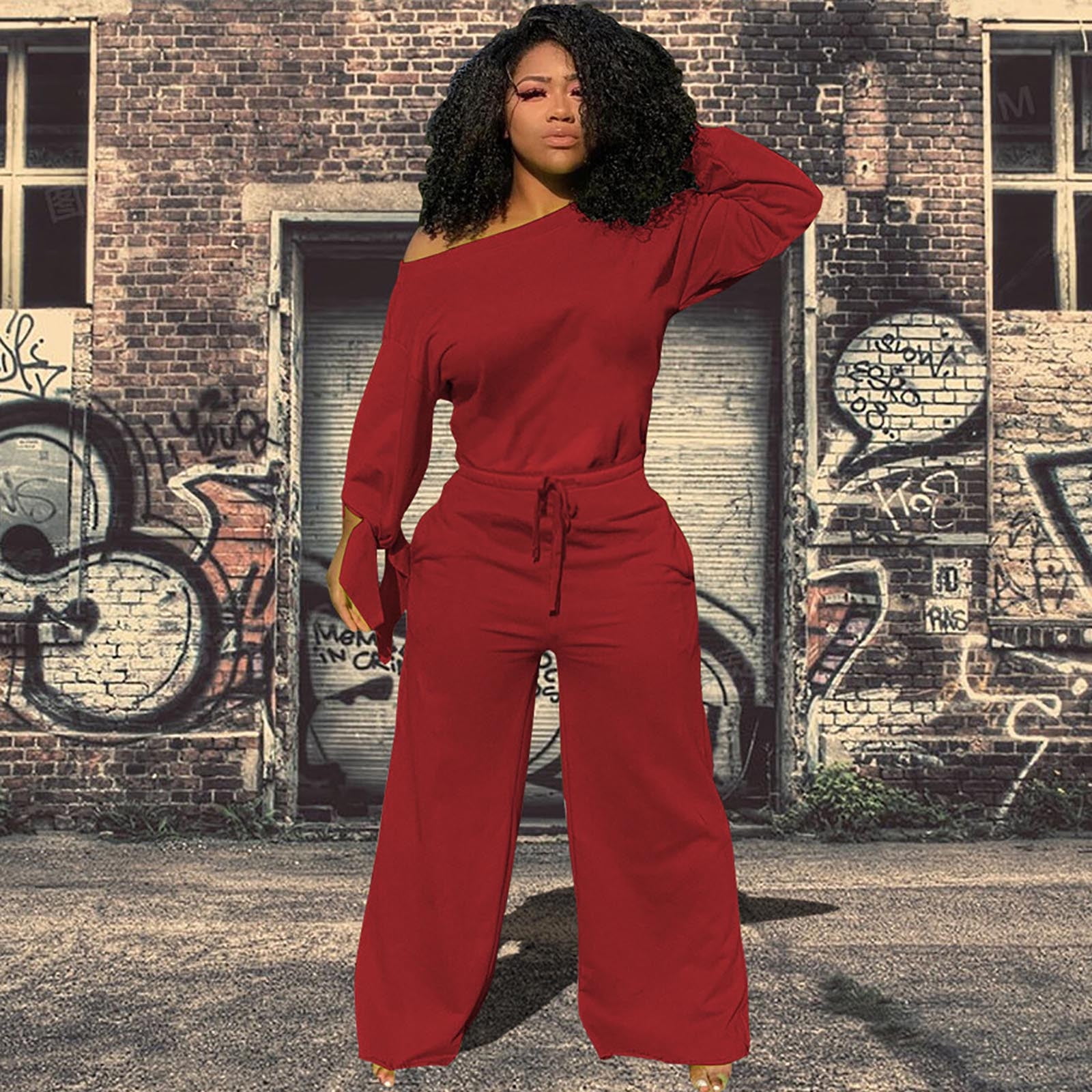 Red button hot sale jumpsuit