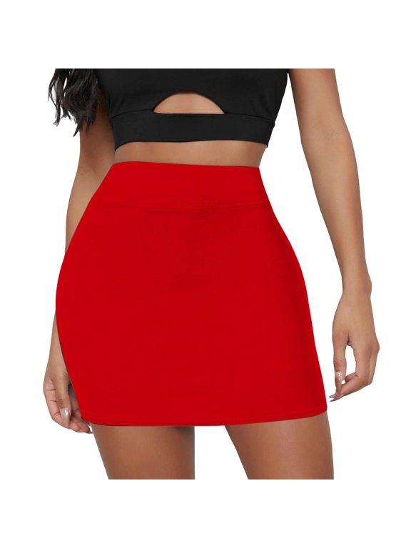 Women's Fashion Solid Short Skirt with Elastic Waist, Slim Fit, Polyester Fabric, Suitable for Daily Occasions, Available in Asian Sizes