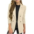 thumbnail image 1 of Women's Fashion Solid Suit Coat Long Sleeve Hatless Coat Blouse Button Down Open-Front Dressy Suits Tops Comfort Casual Blouse Bussiness Office Tops with Pockets, 1 of 6