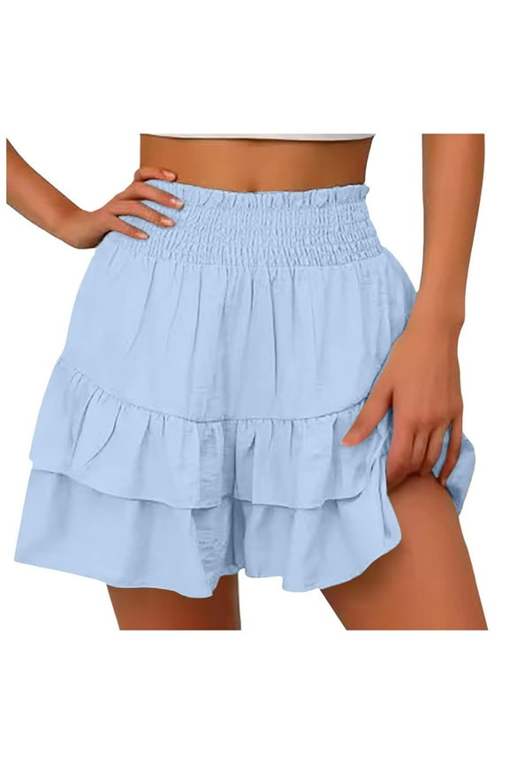 Women's Fashion Solid Wide Leg High Waist Culottes - Elastic Waist Tie, Casual/Sporty, Summer Daily Wear