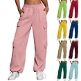 thumbnail image 1 of Women's Fashion Sport Solid Color Casual Sweatpants with Pockets - Long Pants for Everyday Wear and Winter Season,Fluorescent Green,3XL, 1 of 7