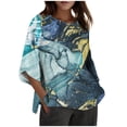 thumbnail image 1 of Women's Fashion Spring And Summer Printed Split Sleeve Round Neck Loose Casual Top T Shirt (3) Casual Women Summer, 1 of 4