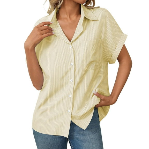 Women's Fashion Stripe Print Casual Button Shirt, Turndown Collar, Long Sleeve, Polyester Blend, All Year Round