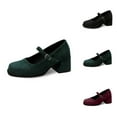 thumbnail image 1 of Women's Fashion Suede Buckle Comfortable Casual Shoe On Square Heel Dress Shoes Low Chunky Heels Oktoberfest Dress Dirndl Block Heels Suede Closed Round Toe Comfortable Shoes For Women, 1 of 8