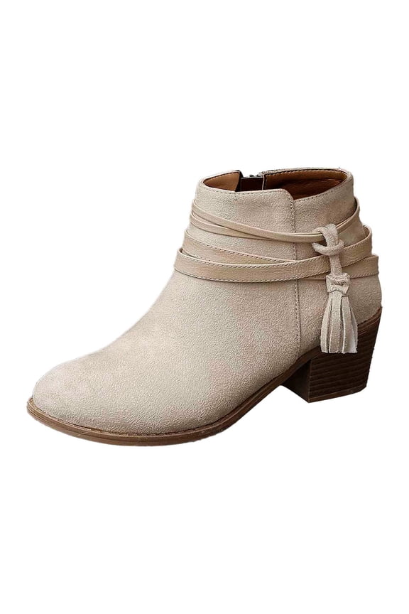 Women's Fashion Suede Side Zipper Ankle Boots with Bow - Casual Comfortable Winter Footwear for Daily Wear 8.5 White