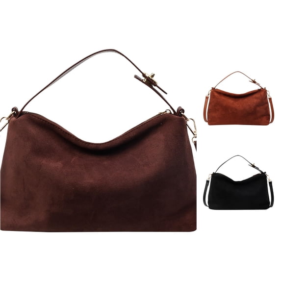 Women's Fashion Suede Zipper Shoulder Bag Temperament Solid Color Handbag