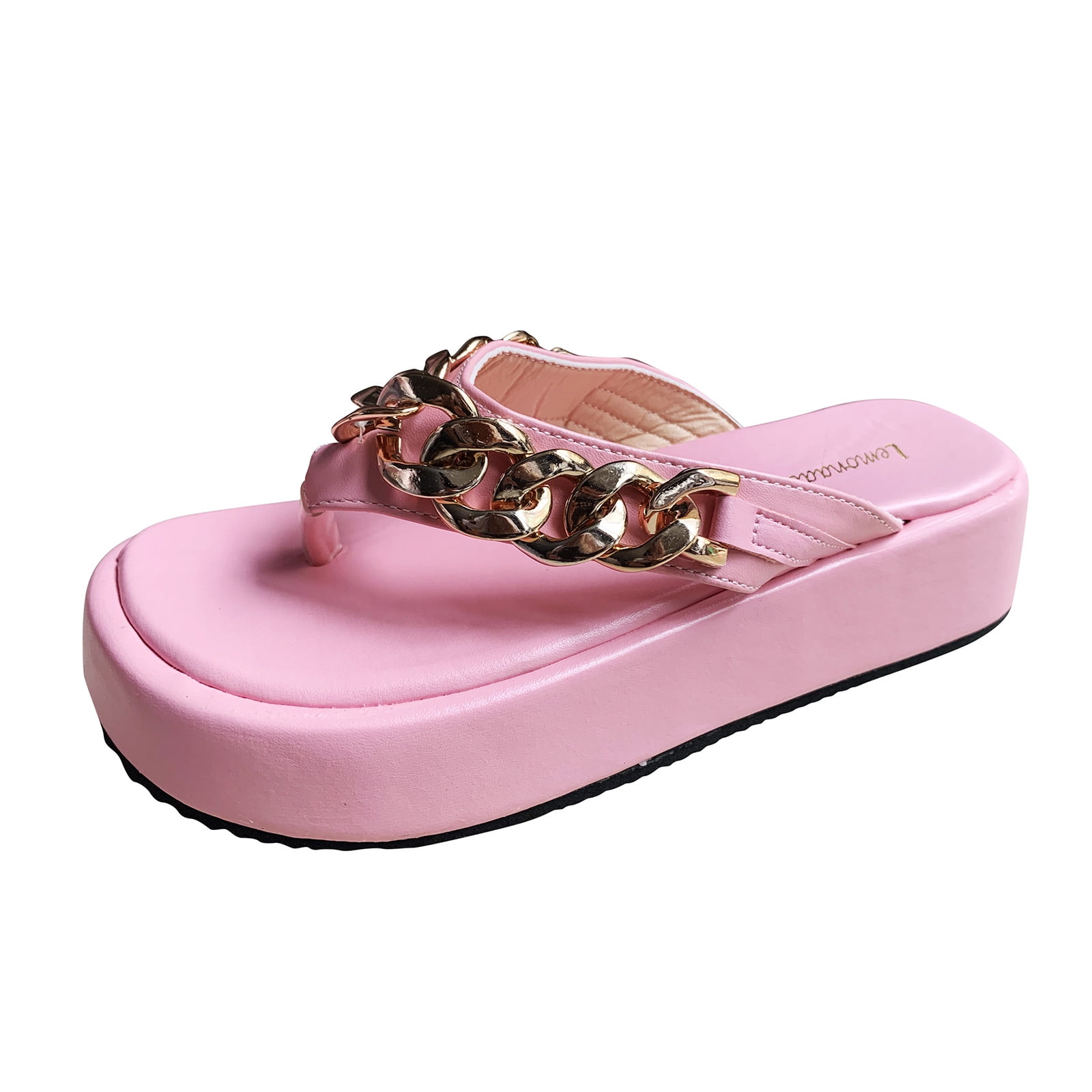 Women s Fashion Summer Chain Thick Bottom Flip Flops Large Size