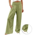 thumbnail image 1 of Women's Fashion Summer Clothes Elastic High Waist Vintage Wide Leg Lounge Trousers Wide Leg Lounge Trousers Straight Wide Leg Lightweight Long Pants Solid Color Flowy Swing Palazzo Mint Green XL, 1 of 6