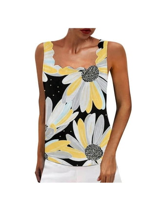 Daisy Scalloped Tank-Yellow