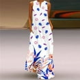 thumbnail image 1 of Women's Fashion Summer Long Long Dress Vintage Beach Casual Sleeveless V Neck Elegant Party Vestidos Flowers Print White Dresses, 1 of 6