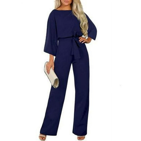 Women's Fashion Summer Slim-Fit Long-Sleeved Lace-up Jumpsuit