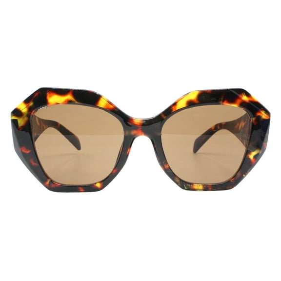 Women's Fashion Sunglasses Oversized Geometric Edgy Frame UV400 Tortoise