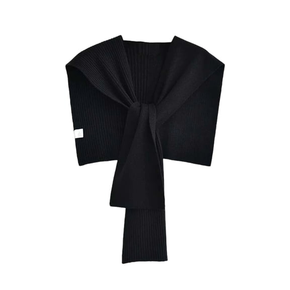 Women's Fashion Sweater Knitted Knotted Shawl Sweater Shawl Wraps for Women Chic Summer Knitted Cross Neck Shawl Black Free
