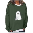 thumbnail image 1 of Women's Fashion Sweatshirt Halloween Print Tops Casual Round Neck Drop Shoulder Long Sleeve Pullover Oversized Fake Two-Piece Shirt 2025 Fall Clothes, 1 of 6