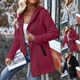 thumbnail image 1 of Women's Fashion Sweatshirt Solid Color Hooded With Zipper Pocket Red Winter Clothes 2025 ( L ), 1 of 9
