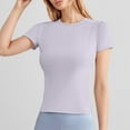 thumbnail image 1 of Women's Fashion T Shirt Slim Fit Short Sleeve Round Neck Top For Casual Yoga Workout Daily Wear Comfortable Stretch Tee With Line Design With Jeans Skirts Ringer Tee Loose Tees for Women Long Sleeve, 1 of 5