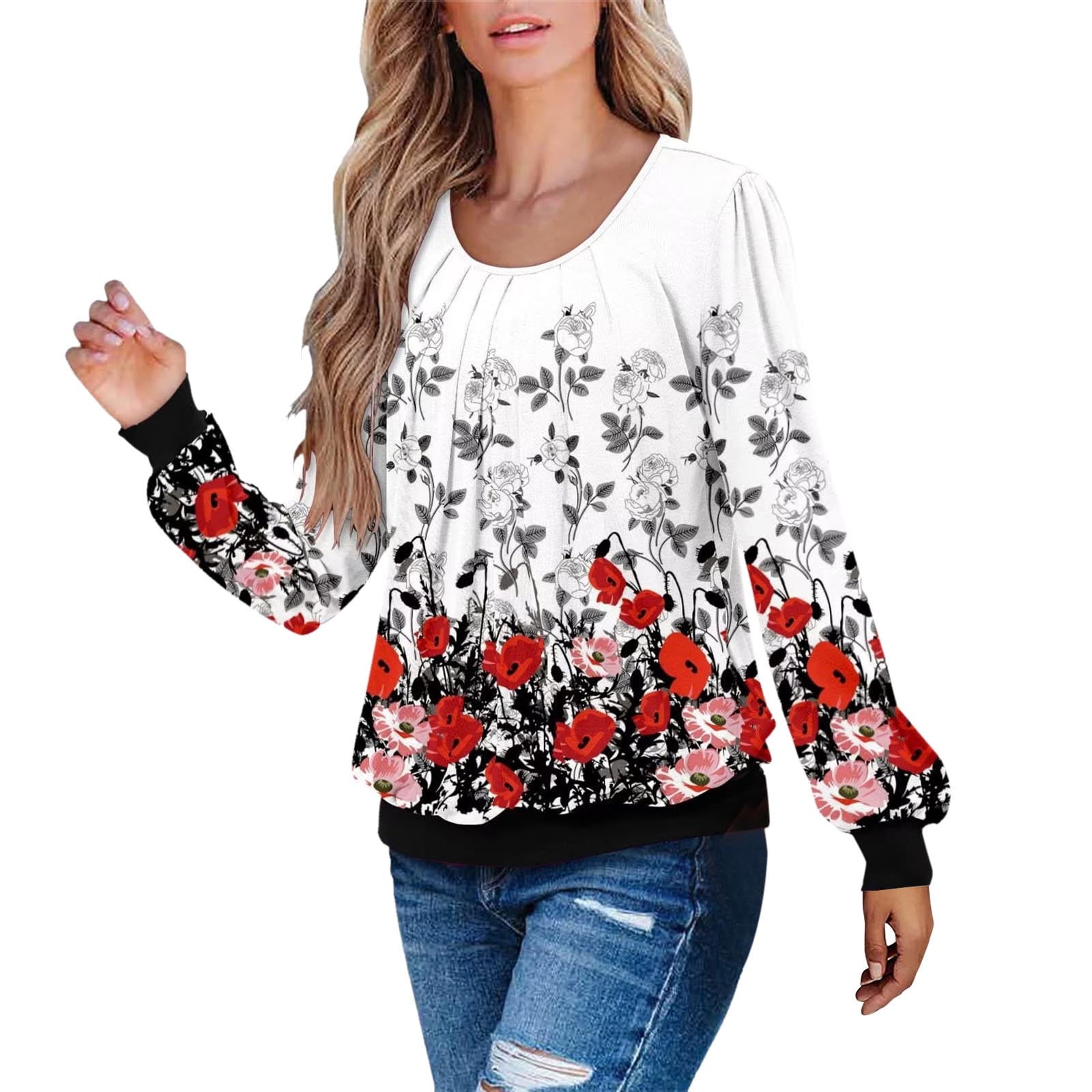 Long Sleeve Tshirts for Women Trendy Tshirt Graphic Print Blouses