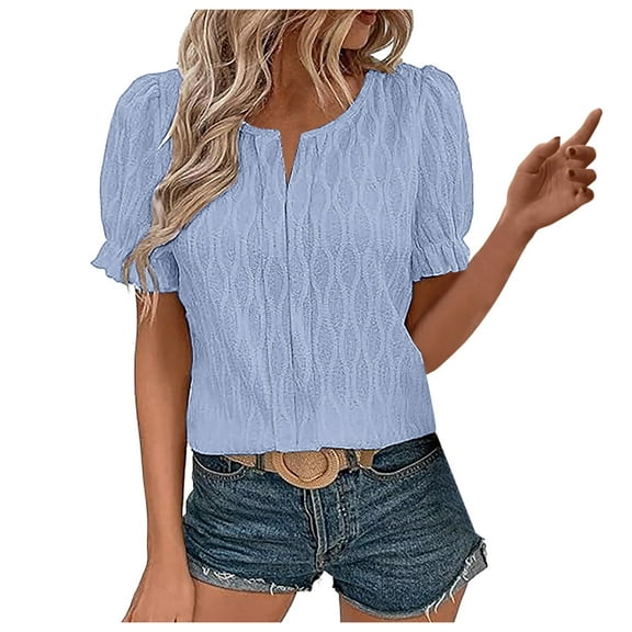 Women's Fashion T-Shirts Elegant Puff Sleeve Blouse Stylish Casual Top Comfortable Soft Fabric Trendy Feminine Design