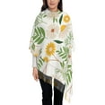 thumbnail image 1 of Women's Fashion Tassel Scarf, Blooming Daisies Pattern Long Shawl, Lightweight and Warm, 1 of 9