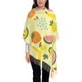 thumbnail image 1 of Women's Fashion Tassel Scarf, Cartoon Watercolor Fruit Long Shawl, Lightweight and Warm, 1 of 9
