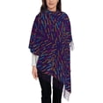 thumbnail image 1 of Women's Fashion Tassel Scarf, Colorful Lines Rain Long Shawl, Lightweight and Warm, 1 of 9