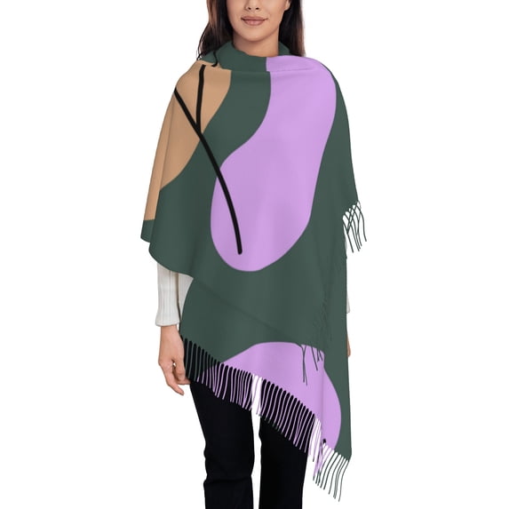 Women's Fashion Tassel Scarf, Colourful Vintage Bohemian Long Shawl, Lightweight and Warm