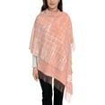 thumbnail image 1 of Women's Fashion Tassel Scarf, Pink Textured Background Long Shawl, Lightweight and Warm, 1 of 9