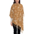 thumbnail image 1 of Women's Fashion Tassel Scarf, Yellow Pencil Doodle Long Shawl, Lightweight and Warm, 1 of 9