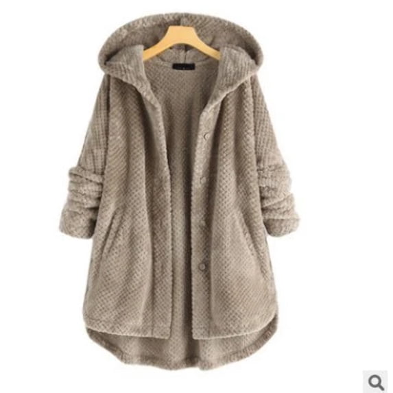 Women's Fashion Temperament Pure Color Hooded Double-sided Velvet Sweatshirt Coat